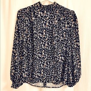 Express Blue and White Printed Blouse